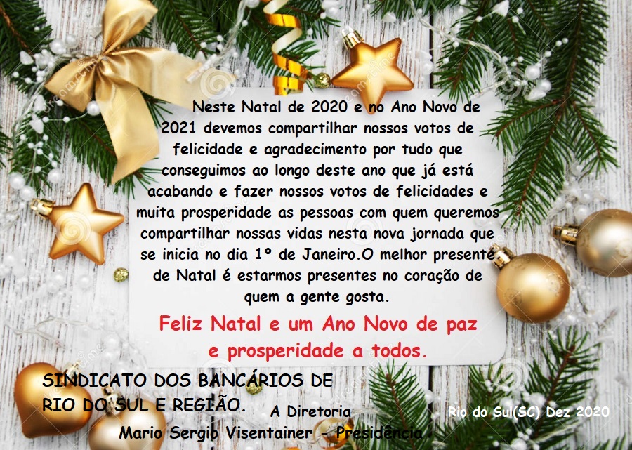 Mensagem de Natal e Ano Novo - Sindhotéis Foz do Iguaçu