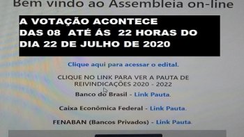 ASSEMBLEIA VIRTUAL PARA OS EMPREGADOS DO BANCO DO BRASIL, DA CAIXA ECONMICA FEDERAL, BRADESCO, SANTANDER E ITA