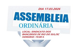 SINDICATO CONVOCA A ASSEMBLEIA ORDIN�RIA PARA O DIA 17.