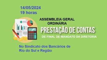 SINDICATO CONVOCA ASSEMBLEIA GERAL ORDINARIA PARA PRESTAO DE CONTAS DO FINAL DO MANDATO