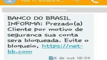 GOLPE VIA SMS TENTA ENGANAR CLIENTES DO BANCO DO BRASIL PARA ROUBAR SEUS DADOS