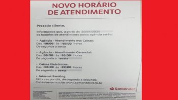 SANTANDER MODIFICA O HORRIO DA REA COMERCIAL