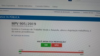 SENADO REALIZA CONSULTA PBLICA SOBRE MP 905 - Demonstre sua insatisfao com a Medida Provisria e vote NO!